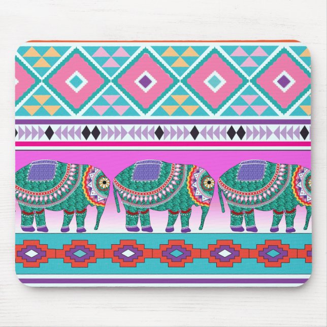 Elephant with Aztec Pattern Mouse Mat (Front)