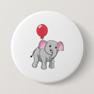 Elephant with Balloon 7.5 Cm Round Badge