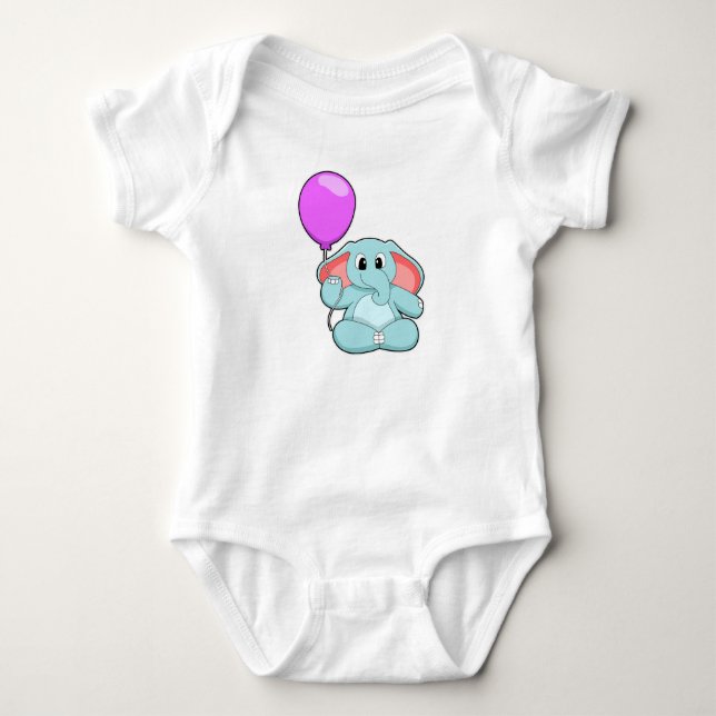 Elephant with Balloon Baby Bodysuit (Front)