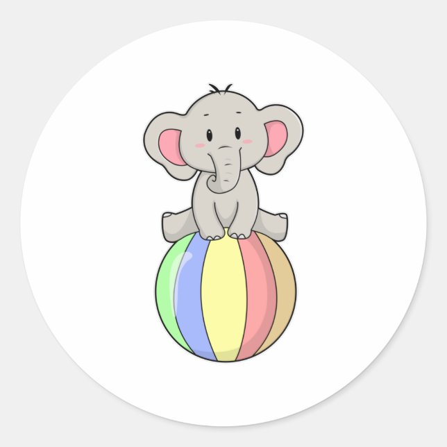 Elephant with Balloon Classic Round Sticker (Front)