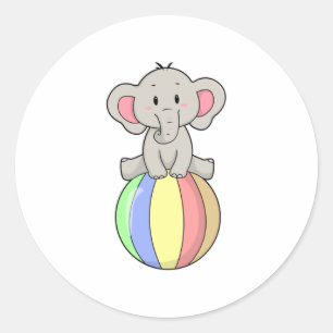 Elephant with Balloon Classic Round Sticker