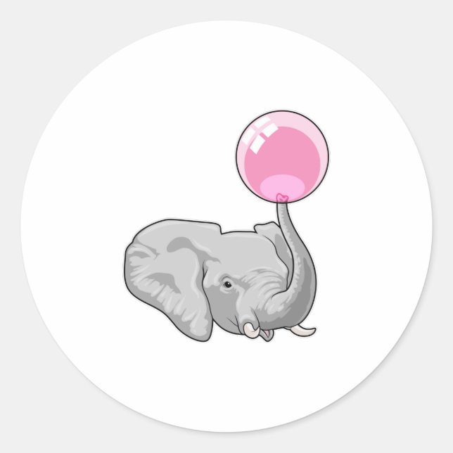 Elephant with Balloon Classic Round Sticker (Front)