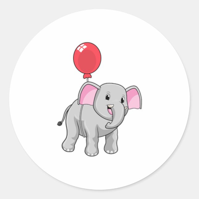 Elephant with Balloon Classic Round Sticker (Front)