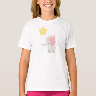 Elephant With Balloon, Crown, Cute Elephant, Star T-Shirt