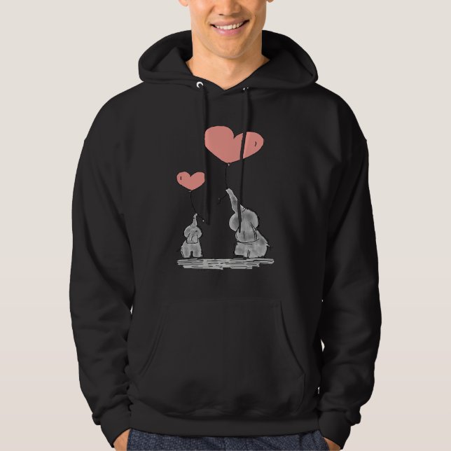Elephant  with Balloon Heart Unisex Hoodie (Front)