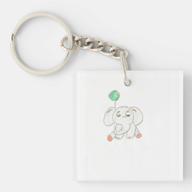 Elephant with Balloon  Key Ring (Front)