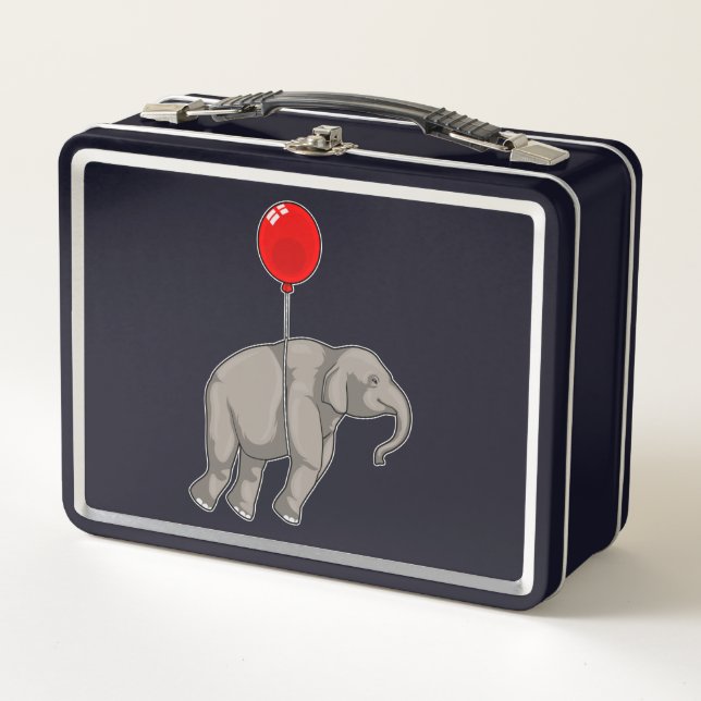 Elephant with Balloon Metal Lunch Box (Front)