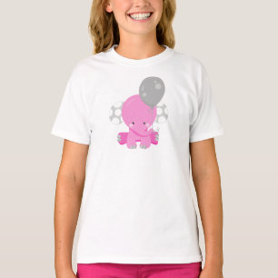 Elephant With Balloon, Pink Elephant, Cute Animal T-Shirt