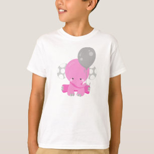 Elephant With Balloon, Pink Elephant, Cute Animal T-Shirt