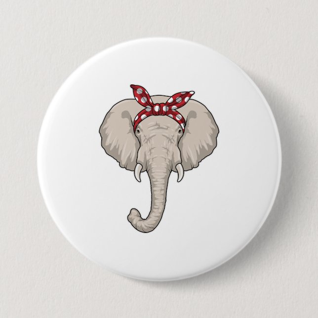 Elephant with Bandana 7.5 Cm Round Badge (Front)
