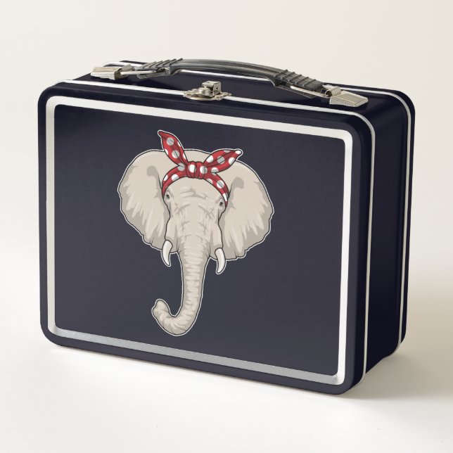 Elephant with Bandana Metal Lunch Box (Front)