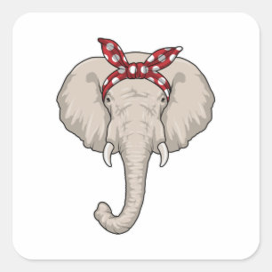 Elephant with Bandana Square Sticker