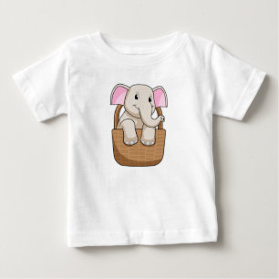 Elephant with Basket Baby T-Shirt