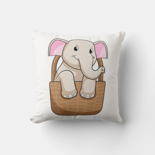 Elephant with Basket Cushion (Front)