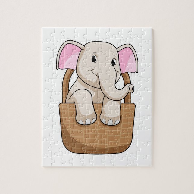 Elephant with Basket Jigsaw Puzzle (Vertical)
