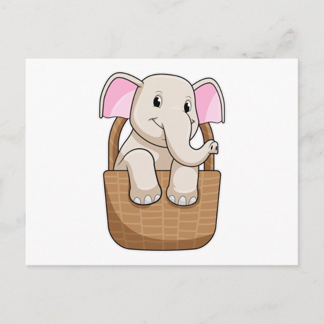 Elephant with Basket Postcard (Front)