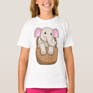 Elephant with Basket T-Shirt