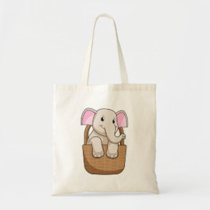 Elephant with Basket Tote Bag