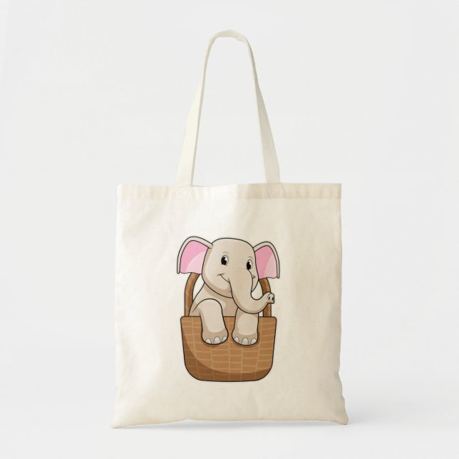 Elephant with Basket Tote Bag (Front)