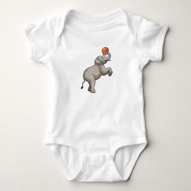 Elephant with Basketball Baby Bodysuit (Front)