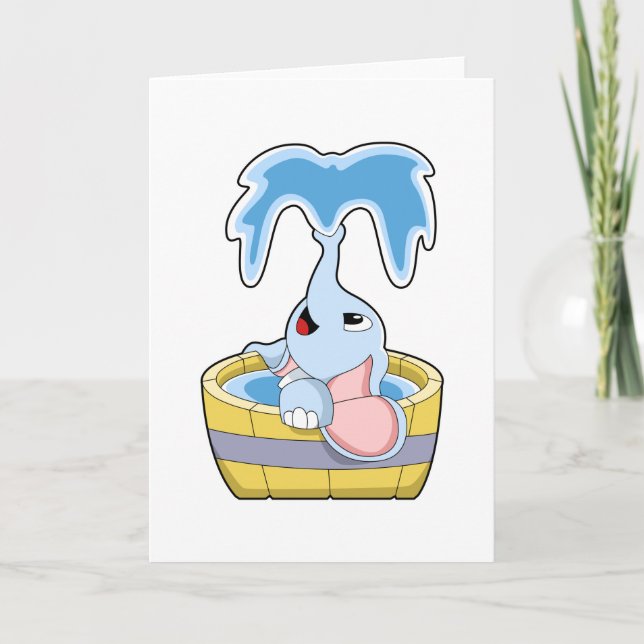 Elephant with Bathtub full of Water Card (Front)
