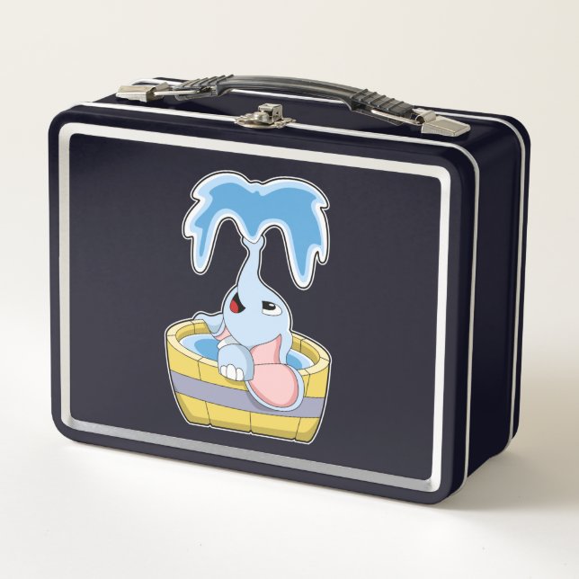 Elephant with Bathtub full of Water Metal Lunch Box (Front)