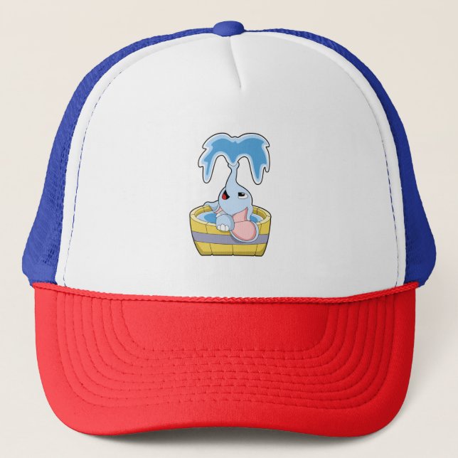 Elephant with Bathtub full of Water Trucker Hat (Front)