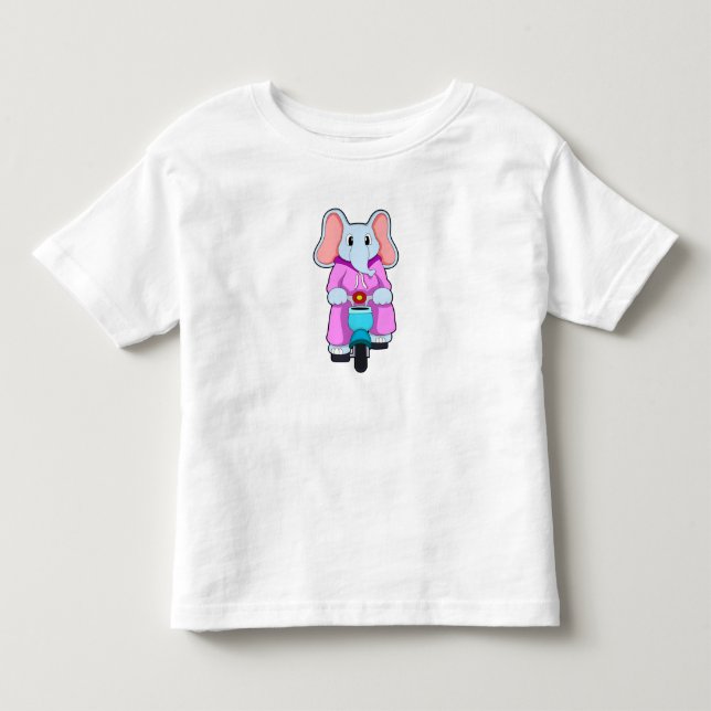 Elephant with Bicycle Toddler T-Shirt (Front)