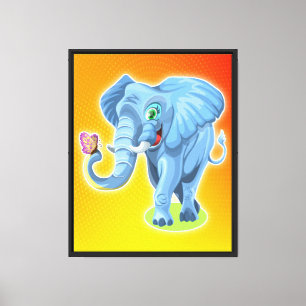 Elephant with Butterfly-21987 Canvas Print