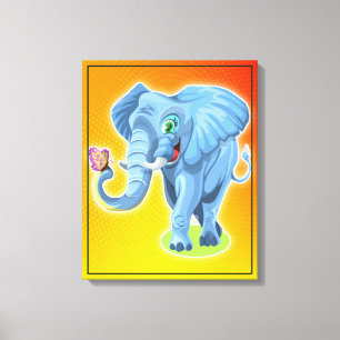 Elephant With Butterfly Canvas Print