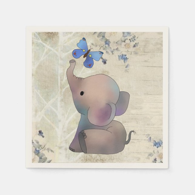 Elephant with butterfly napkin (Front)