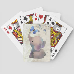 Elephant with butterfly playing cards