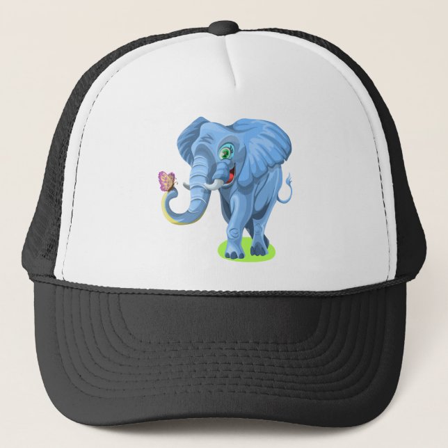 Elephant With Butterfly Trucker Hat (Front)