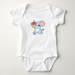 Elephant with Cake Baby Bodysuit