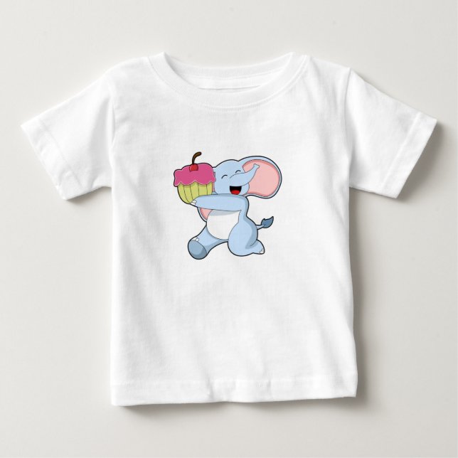 Elephant with Cake Baby T-Shirt (Front)