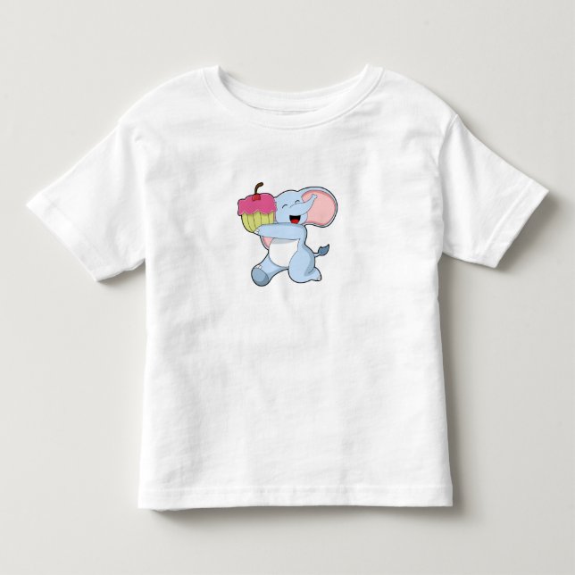 Elephant with Cake Toddler T-Shirt (Front)