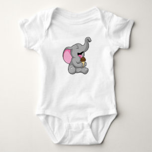 Elephant with Chocolate Waffle ice cream Baby Bodysuit