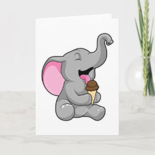 Elephant with Chocolate Waffle ice cream Card