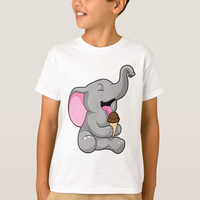 Elephant with Chocolate Waffle ice cream T-Shirt (Front)