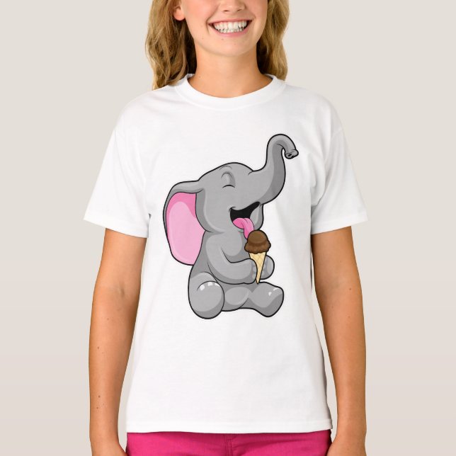 Elephant with Chocolate Waffle ice cream T-Shirt (Front)