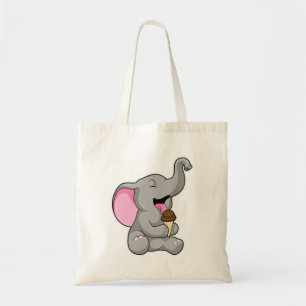 Elephant with Chocolate Waffle ice cream Tote Bag