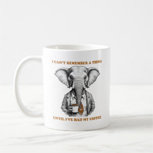 Elephant with coffee coffee mug
