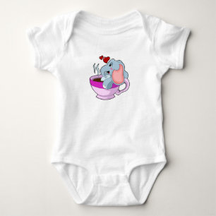 Elephant with Coffee Cup Baby Bodysuit