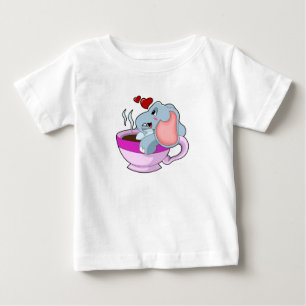Elephant with Coffee Cup Baby T-Shirt