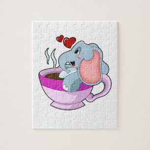 Elephant with Coffee Cup Jigsaw Puzzle