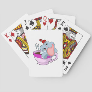 Elephant with Coffee Cup Playing Cards