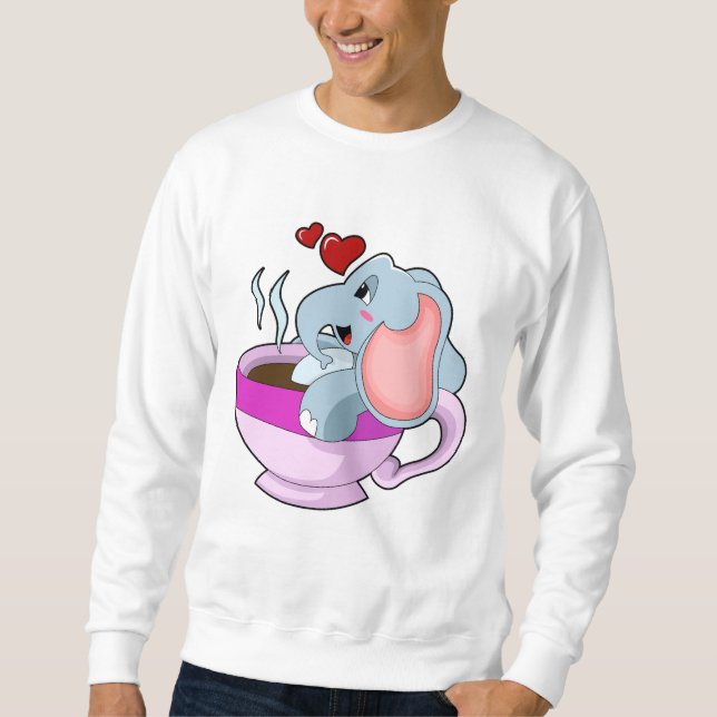 Elephant with Coffee Cup Sweatshirt (Front)