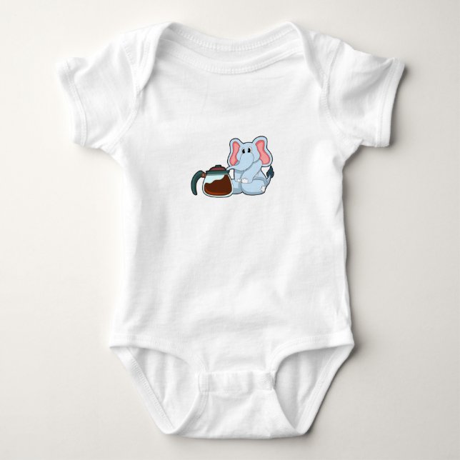 Elephant with Coffee pot Baby Bodysuit (Front)