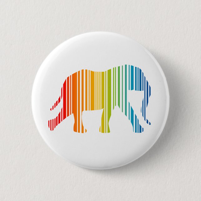 Elephant with Colour Bar Code 6 Cm Round Badge (Front)