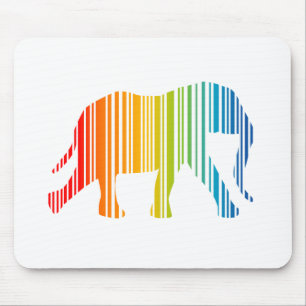 Elephant with Colour Bar Code Mouse Mat
